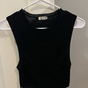 Free People Black Ribbed Tank Top